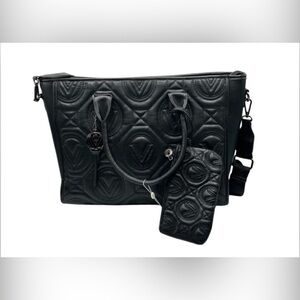 Large black tote matching full sized wallet top handle Crossbody